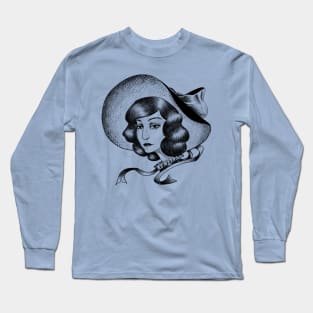 Lady In A Broad Rimmed Hat Long Sleeve T-Shirt